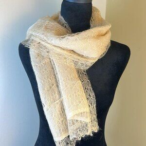 Vintage Bonwit Teller Mohair Lacy Scarf Made in England Mass Head Covering